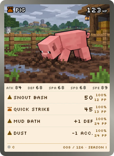 Pig card, common